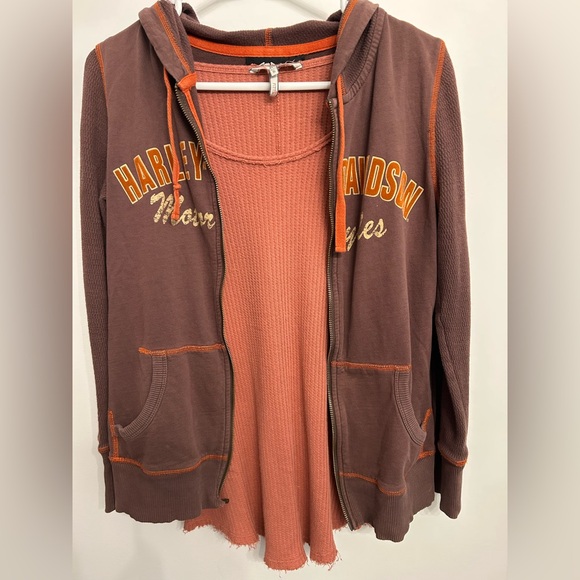Harley-Davidson Women's Chocolate Brown Hoodie - Picture 2 of 4